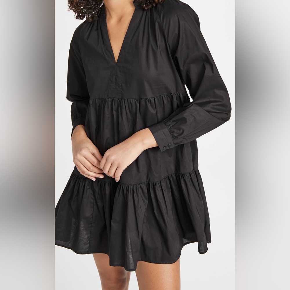 BB DAKOTA STEVE MADDEN THESE DAYS 3 TIERED COTTON POPLIN DRESS BLACK SZ XL NWOT
